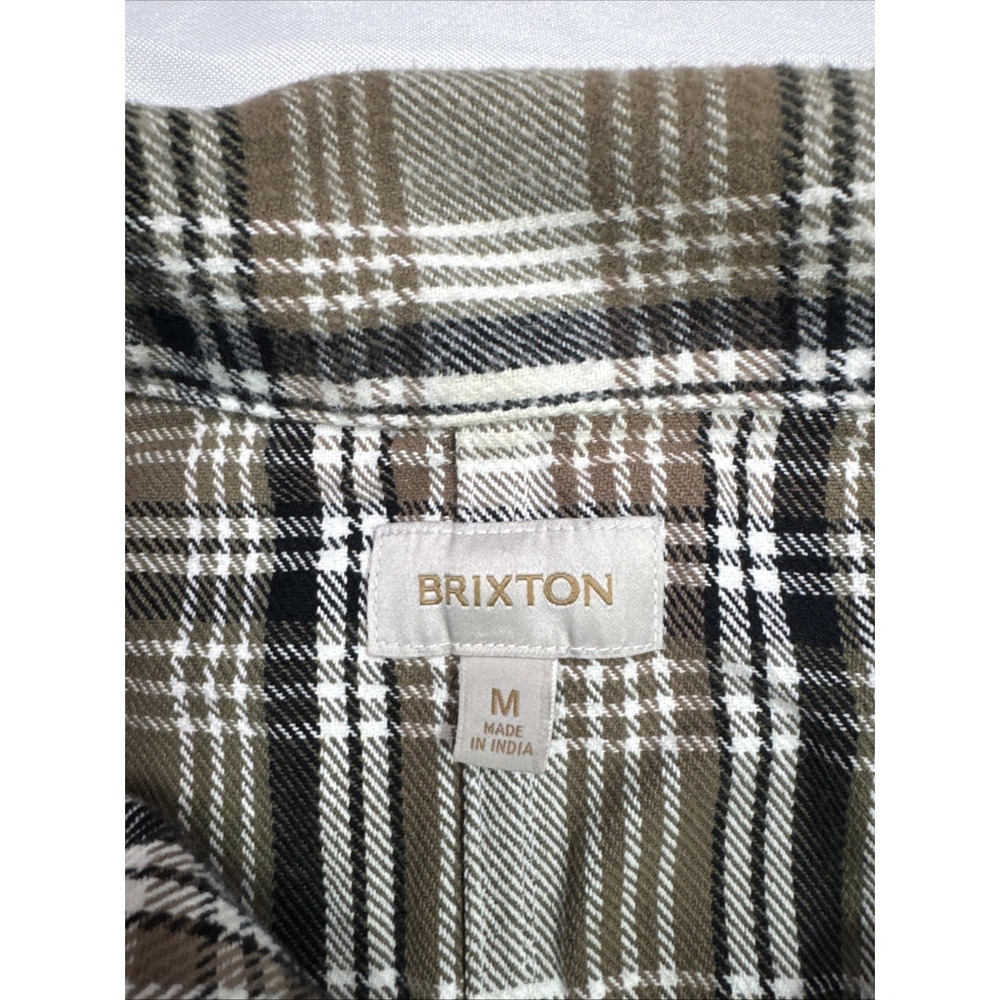 Brixton Women's Plaid Flannel Button Up Shirt Medium Olive Brown Long Sleeve M - Picture 3 of 8